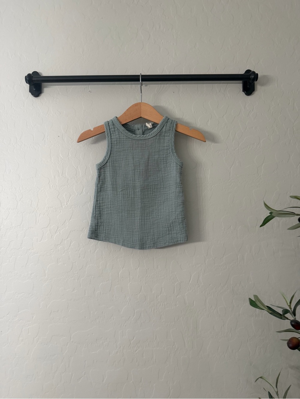 Quincy Mae Cotton Gauze Tank - Sage Green